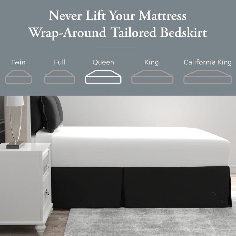 Bed Maker's Bed Makerâ€™s Never Lift Your Mattress Bed Skirt, Designed for Box Spring Beds, Split Corners, 14 Inch Drop Length, Queen, Black - Image 3
